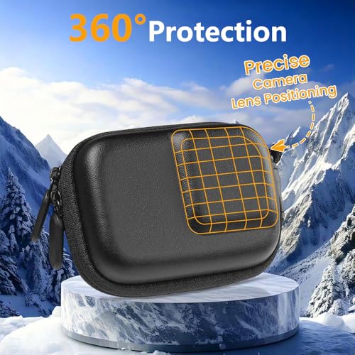 Image of Obtheleg Action Camera Case for OSMO Action 6 /5 Pro /4 /3, Waterproof PU Portable Carrying Case with Carabiner, Hard Shell Shockproof Protective Storage Bag for Action Camera Accessories