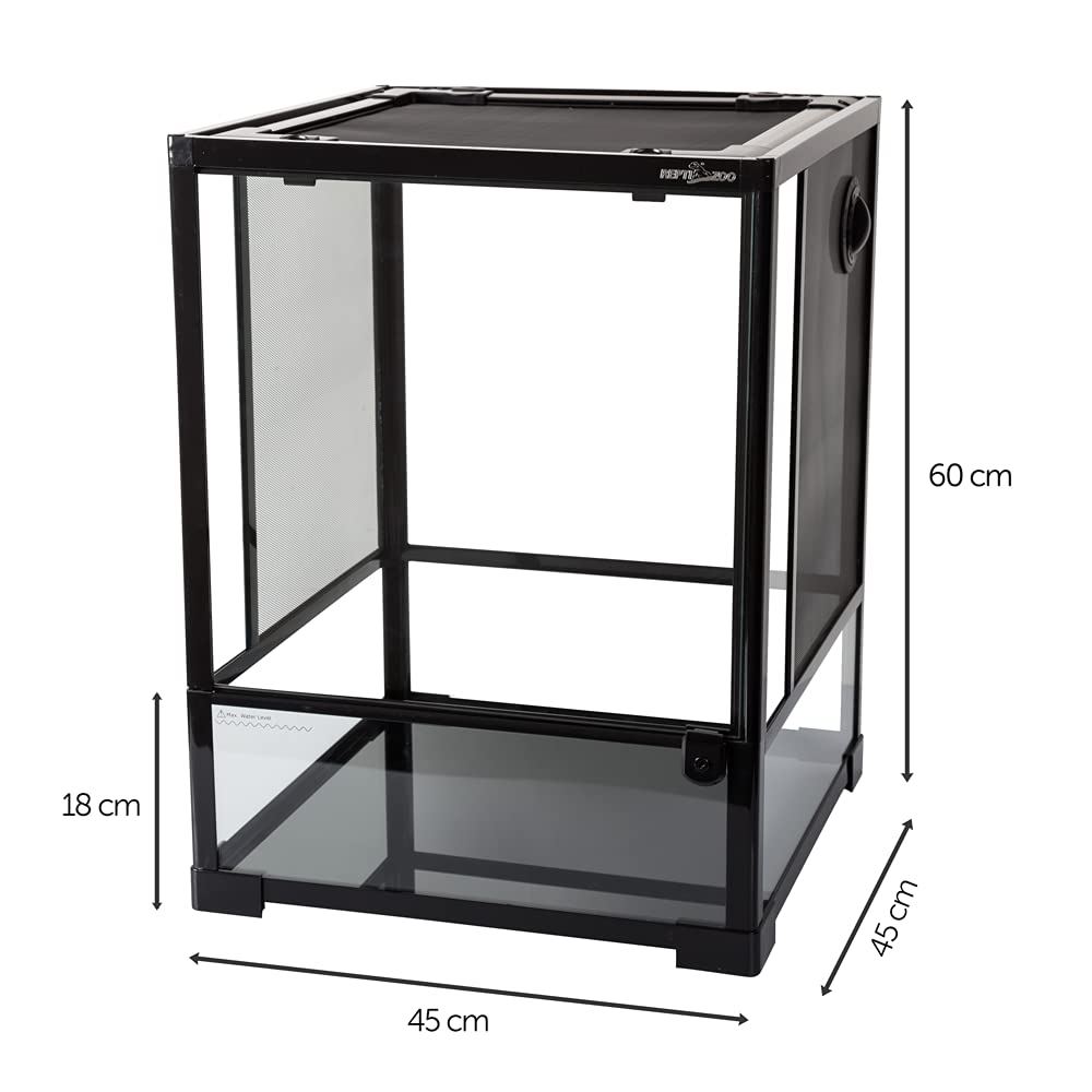 ReptiZoo Terrario de Cristal 45 x 45 x 60 cm con Puerta giratoria, Desmontable. RK0110NS (sin Contenido).