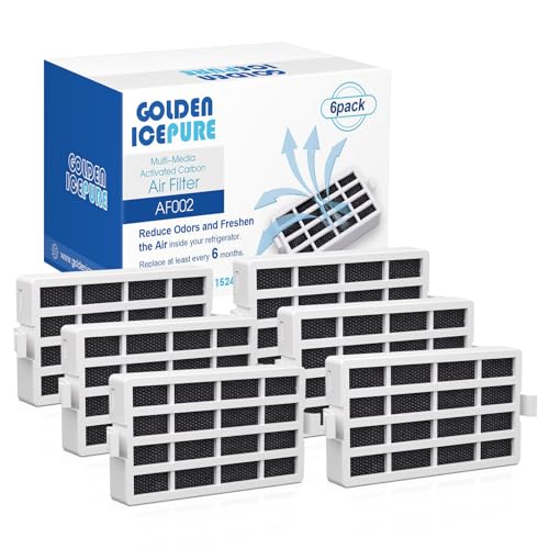 Lot de 6 filtres antibactériens GOLDEN ICEPURE AH-WPA compatibles avec Whirlpool Microban ANT001, ANT002, ANTF-MIC, Bauknecht Hygiene+ HYG001, 481248048172