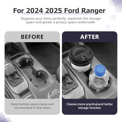 Image of 2025 2026 Ranger Center Console Cup Holder Compatible with 2024 2025 2026 Ford Ranger Accessories Center Console Silicone Cup Holder Insert Ranger 2026 Accessories (NOT for Manual /Automatic Version)