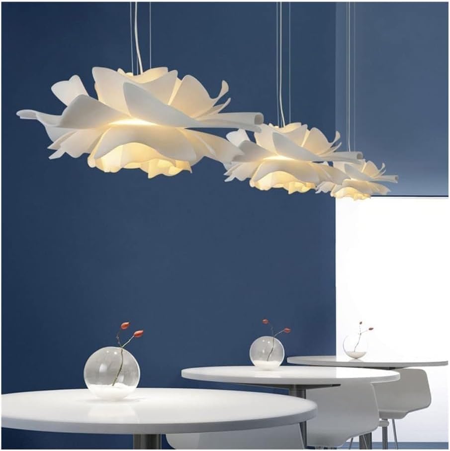 Lampa wisząca z płatkami Nordic Fashion, osobowość twórcza sklep odzieżowy lampa wisząca, biała prosta lampa wisząca E27, żyrandol do salonu w sypialni, jadalni, jeden kolor, 15,7 cala