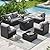 Aoxun Outdoor Patio Furniture Set with 44'' Fire Pit Table, 7 Pcs Outdoor Patio Furniture Sets with 4in Thicken Cushion, Widen Armrests Wicker Outdoor Sectional for Backyard (Waterproof Cover Include)