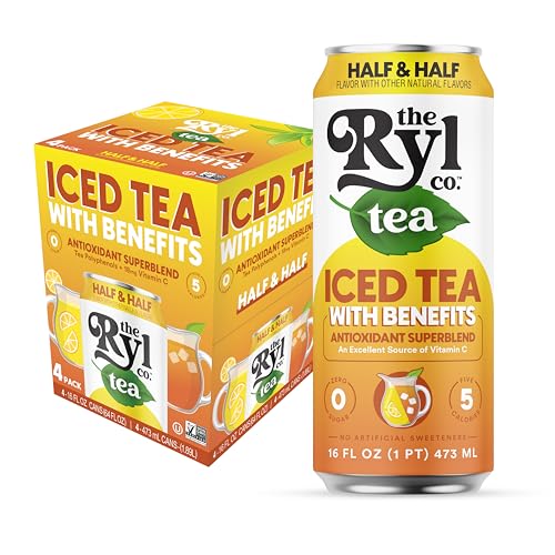 Ryl Iced Tea, Half & Half, Antioxidant Superblend, Zero Sugar, Low Carb, Low Calorie Iced Tea, 16.0 Fl Oz (4-Pack)