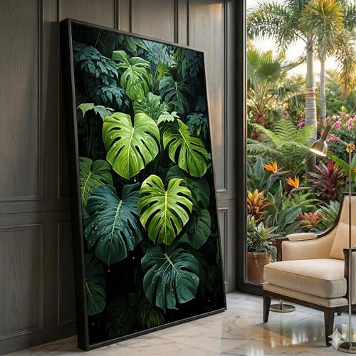 Toile feuilles de Monstera pour créer une ambiance zen calme et verte 60x105