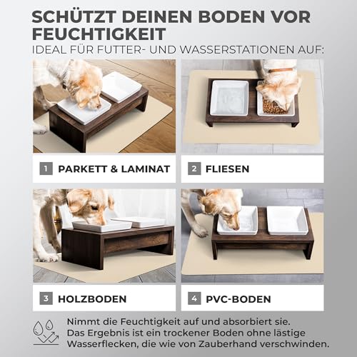 Miggo® Premium Napfunterlage [saugfähig & rutschfest] Katzen Zubehör | Napfunterlage Hund Katze Katzenmatte Futtermatte Katzen | Schuhmatte Hundenapf Unterlage für Futter, Wasser, Brunnen | Kunstleder