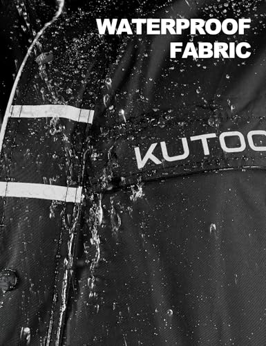 Image of KUTOOK Men's Rain Jacket Waterproof Hooded Lightweight Breathable Raincoat for Outdoor Cycling Hiking Running M-3XL