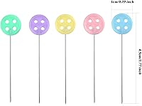 Vista 2 de 200 pines de cabeza plana, alfileres rectos, alfileres de costura para tela, cabezales de colores de botones, alfileres de acolchado, en caja