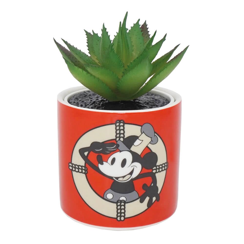 Disney Mickey Mouse Plant Pot with Faux Plant 11.7cm - Plant Pot Indoor Home - Mini Planter with Artificial Succulent Gifts - Mickey Mouse Ornaments