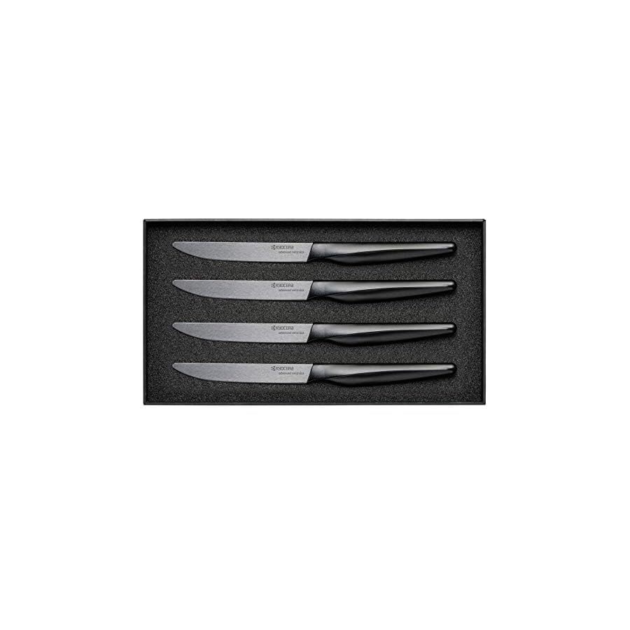Kyocera 4-piece Ceramic Steak Knife Set, 4.5" Black