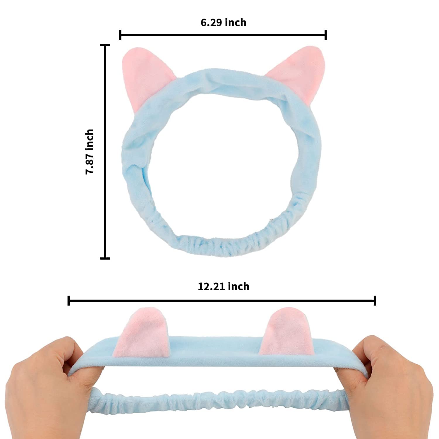 10 sztuk opasek na głowę z kocimi uszami do mycia twarzy, elastyczna, urocza opaska na głowę, opaska do włosów na twarz damska urocza opaska do włosów pod prysznic piękna pielęgnacja skóry
