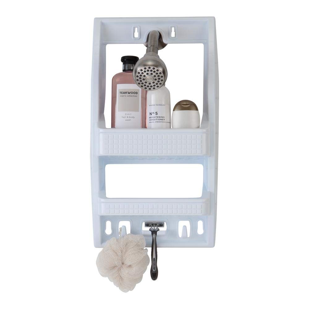 Bath Bliss Multi Hanging Option Shower Caddy Over the Showerhead Adhesive Backing Screw Mount Organizer Large Shampoo Conditioner