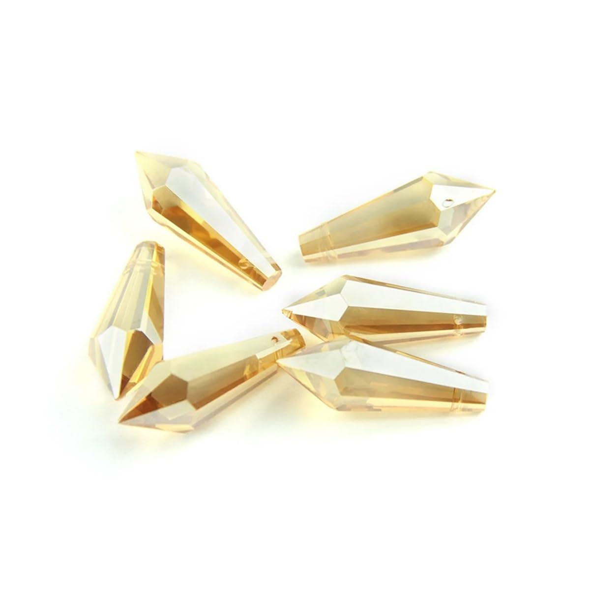 Crystal Chandelier Prism, Sun Catcher, 10pcs 38mm/63mm/76mm/80mm Gold Champagne Crystal Prism Chandeliers Glass Icicle U Drop Pendant For Home Decoration(38mm)