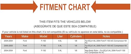 Kit de reemplazo Compresor A/C AC para camión F150 con embrague 04-05