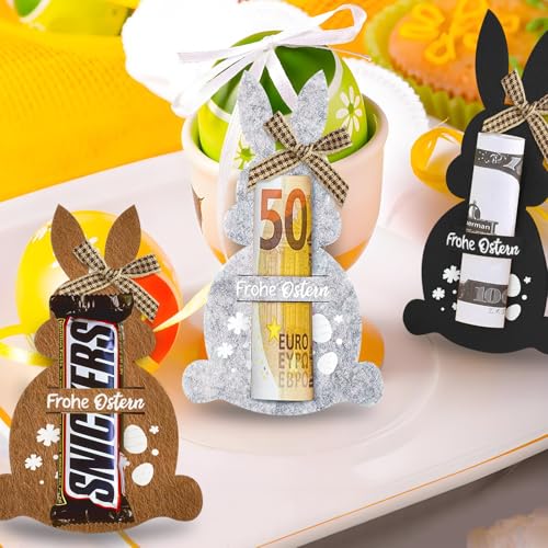 LIZANQU 8 Stück Ostern Geldgeschenke, Osterhasen Filzdekorationen, Geldgeschenk Verpackung für Ostern Hasen aus Filz Geschenk Lustige Osterdekoration zum Verschenken für Geld (B)