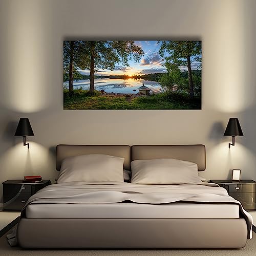 Pyabl Wall Decor Tree Canvas Wall Art Of A Sunrise Over A Forest Lake 20X40Inches Nature Inspired Painting Perfect For Wall Decoration In Living Room And Bedroom Trees And Landscape Picture Artwork Prints thumb #6