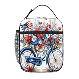 YPPAHHHH Insulated Lunch Bag For Women Men Work American Independence Day Bike Floral Lunch Box Bag Reusable Lunch Tote Leakproof Picnic Cooler Bag Portable Thermal Lunchbox Organizer