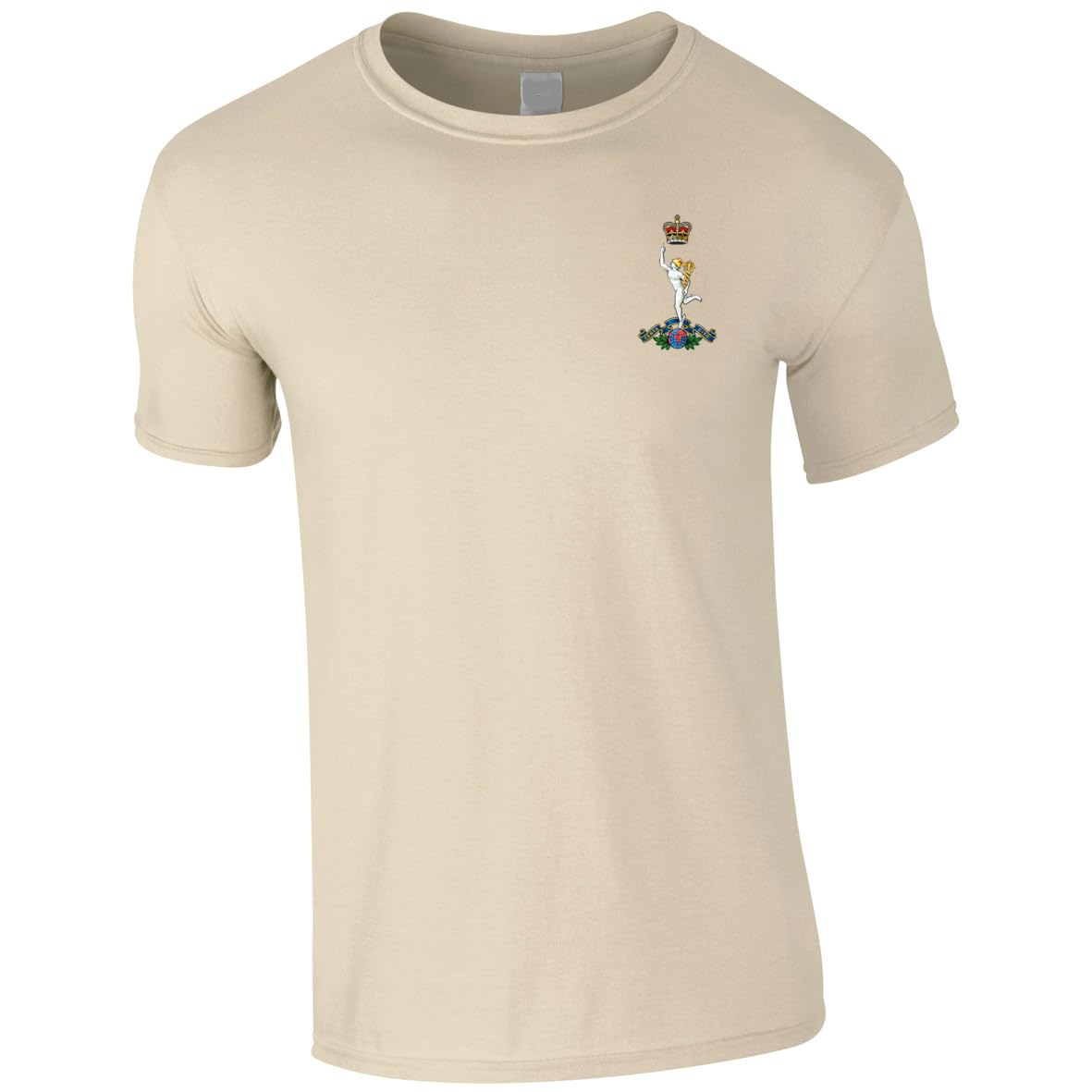 HiViz Kings Embroidered Royal Corps of Signals Royal Signals Men's Tshirt British Army Insignia MOD Embroidery ** 9 Colours Available ** (UK, Alpha, L, Regular, Regular, Sand)