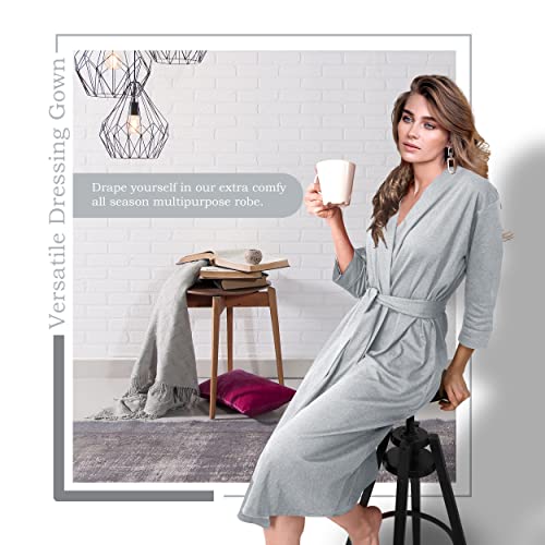 Ny Threads Womens Robe, Luxury Lightweight Knit Kimono Robes, Casual Light Bathrobe For Sleepwear And Loungewear, Heather Grey, Medium #TOP6