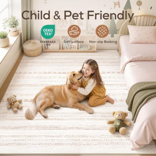 Image of Nakagishi Boho 5x8 Area Rug Living Room Rugs Machine Washable Brown
