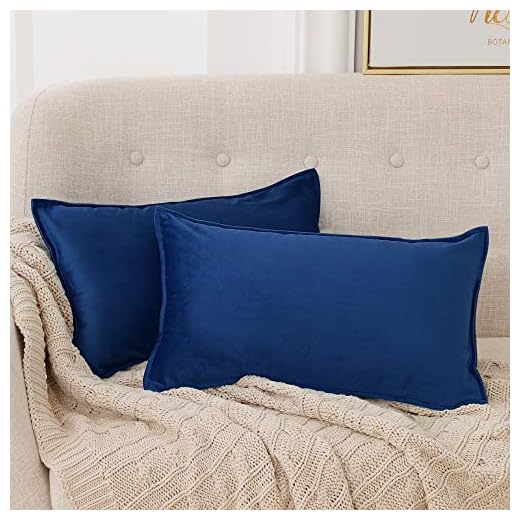 deconovo Förpackning med 2 krossad sammet kuddfodral 30 cm x 50 cm 12 x 20 tum flänsar prydnadskuddfodral för stolar med osynlig dragkedja marinblå
