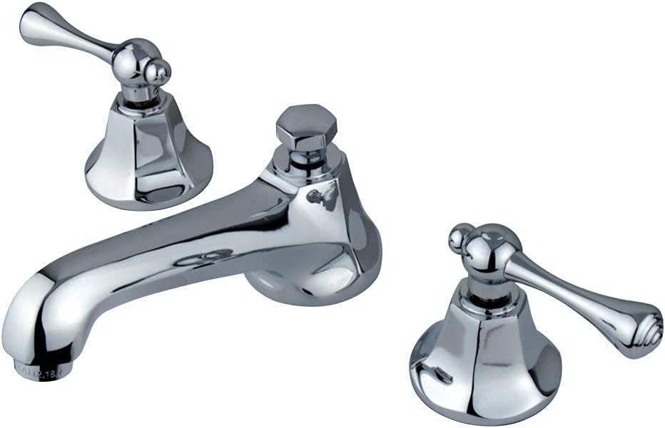 Kingston Brass KS4461BL Metropolitan Widespread Lavatory Faucet with Metal lever handle, Polished Chrome