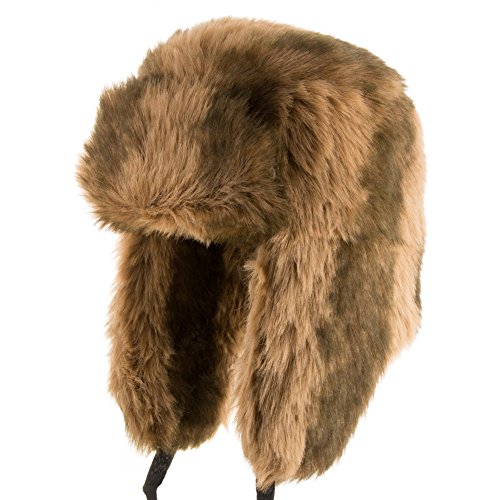 Ultrafino Explorer Ushanka Winter Trapper Faux Fur Pilot Hat With Ear Flaps Brown 7 1/8 #TOP9