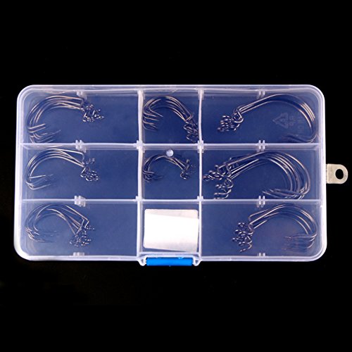 YIJU 80pcs Ganchos para Gabarito de Pesca com Orifício Caixa de Equipamento de Pesca 8 Tamanhos em a