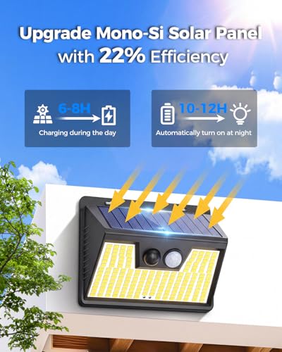 Image of Peasur 2 Pack Solar Lights Outdoor Motion Sensor, 140 LED Solar Powered Fence Wall Light Waterproof, 3 Modes Solar Security Lighting for Outside Yard Deck Garden Stair Step