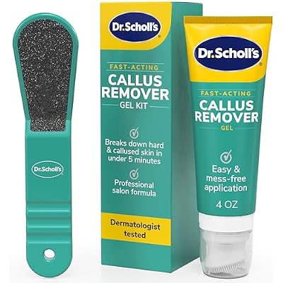 Dr. Scholl's Fast Acting Callus Remover Gel Kit, Hard Skin Removal, Smooth Soft Feet in Minutes, Salon Professional Formula, Mess Free Application, Exfoliating Foot File Pedicure Tool Included