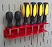 Wall Control Screwdriver Holder Bracket Slotted Metal Pegboard Accessory Slotted Tool Board - Red