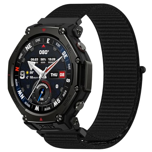 [ROBANDOO] �݊��� For Amazfit T-Rex 3 Pro 48mm �Ή��o���h �����x���g �}�W�b�N�e�[�v�� �ʋC�i�C���� �X�|�[�c�o���h �ȒP���t�� �j�����p (�u���b�N)