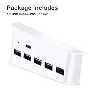 Vista 6 de EEEKit Hub USB de 5 puertos para PS5, PS5 USB de alta velocidad con 4 USB + 1 puerto de carga USB y 1 puerto tipo C, conector extensor USB Plug &