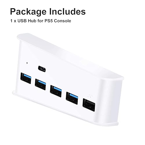Miniatura 6 de EEEKit Hub USB de 5 puertos para PS5, PS5 USB de alta velocidad con 4 USB + 1 puerto de carga USB y 1 puerto tipo C, conector extensor USB Plug &
