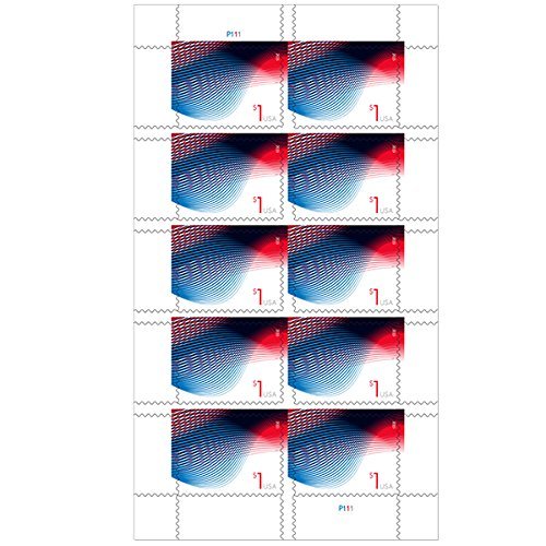 USPS Patriotic Wave Billowing Flags (Sheet of 10) $1 2015 Scott #4953