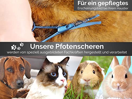 Profi Pfotenschere Fellschere Gerade TITAN mit Mikroverzahnung 9 cm Blau