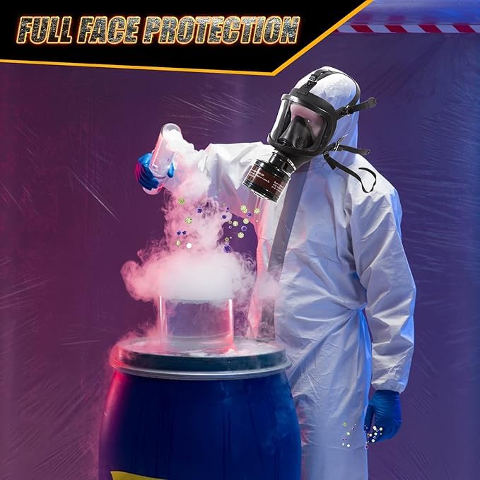 Máscara de gas, respirador táctico militar de cara completa con filtro de carbón activado de 40 mm para defensa nuclear y química