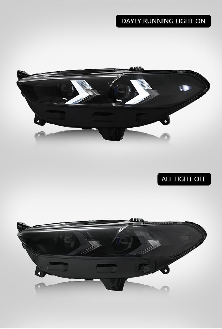 New Headlamp for 2013-2016 Ford Fusion Factory Halogen Only X5 Style Headlight Accessories with Sequential Signals Animation Front Head Lamp No Need Bulbs(1 Pair)