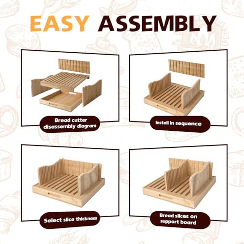 Foldable Bamboo Bread Slicer Tray with Crumb Collector & Adjustable Guide - for Perfectly Even Slices of Homemade, Sourdough & Sandwich Bread (Knife Not Included) by MrWinkray - Image 6