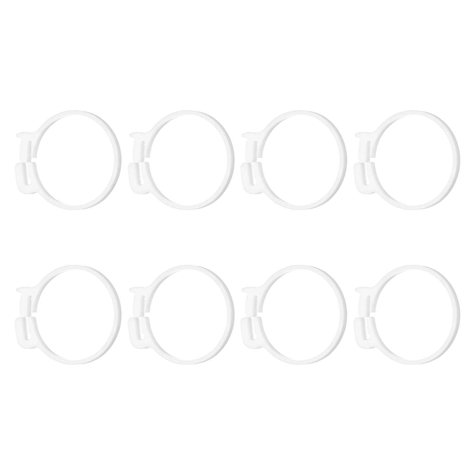 sourcing map 8pcs Double Snap Grip 66-75mm Heavy Duty Plastic Hose Clamps Ratcheting Adjustable Clamps Kit for Plumbing Automotive Fuel Line, White — image 1