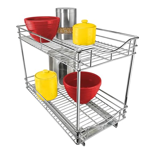 LYNK PROFESSIONAL® Pull Out Cabinet Organizer - Slide Out Drawer for Kitchen Cabinets - Sliding Pantry Shelves - Roll Out Shelf for Pots, Pans, Lifetime Ltd Warranty - 2 Tier