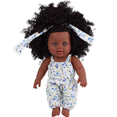 chenpaif Black Girl Dolls, Black Girl Dolls African American Play Soft Newborn Baby Realistic Dolls Baby Play Dolls Kids Toy Gifts ASA Lavender Blue One Piece