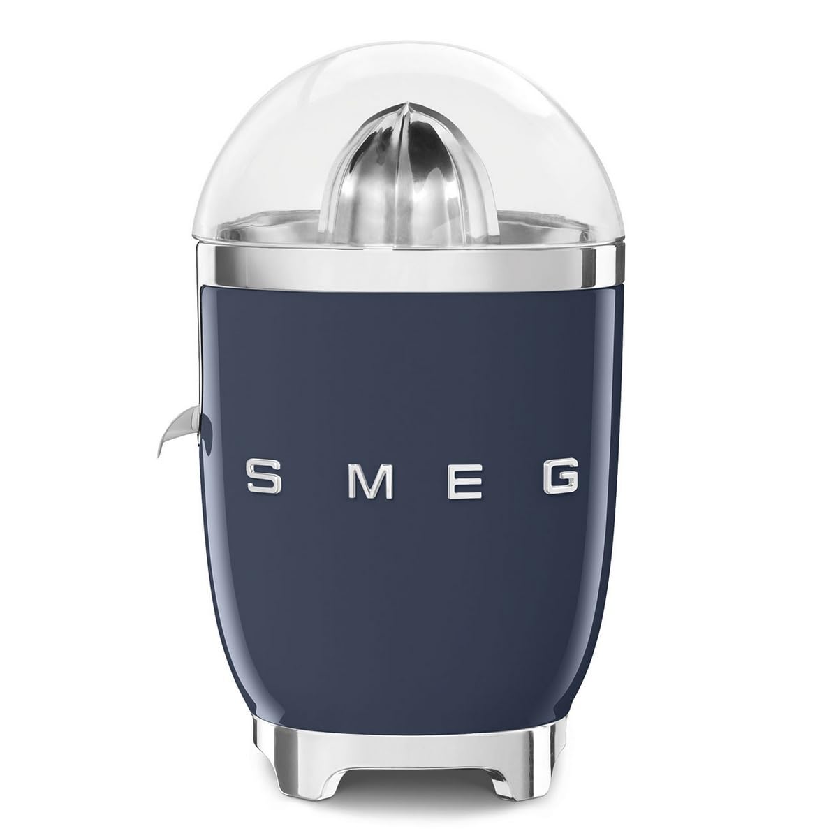 Smeg, Presse Agrumes Électrique CJF11NBEU, Mise en Marche Automatique à Pression, Bec Anti-goutte et Cône Universel, Base Antidérapante, Range Cordon Intégré, 70W, Blue Navy