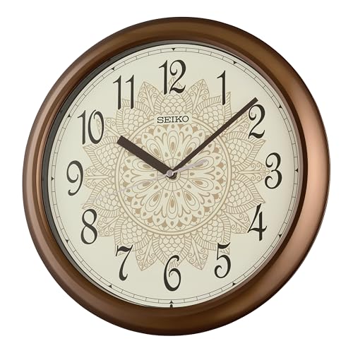 Seiko QHA018BLH Traditional Wall Clock, Metallic Brown,...
