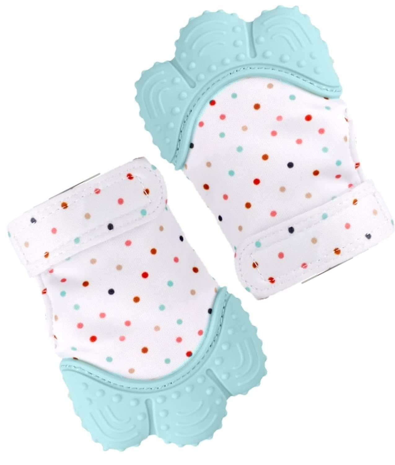 pnlfab Baby Teething Mitten, Sea Green Silicone Teether Gloves for 3-6 Months Infants, Pain Relief Toy, Pack of 2 (Multi Colour)-image-0