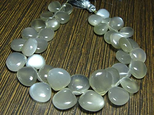 Pierre de lune grise briolette grand coeur lisse 9-15mm pour création de collier