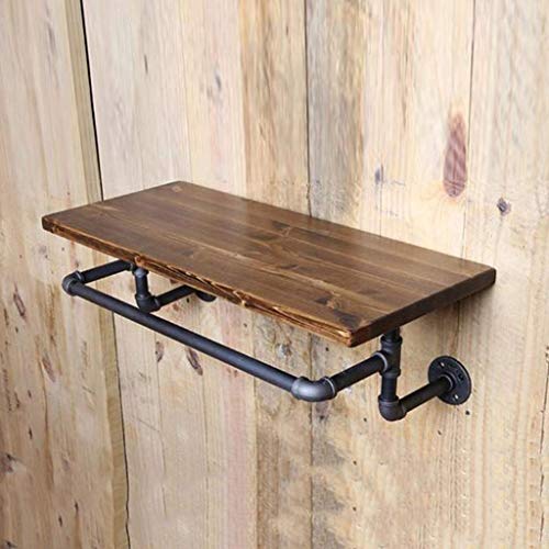 Support de conduite d'eau en fer et bois de 3 cm pour étagère murale rétro