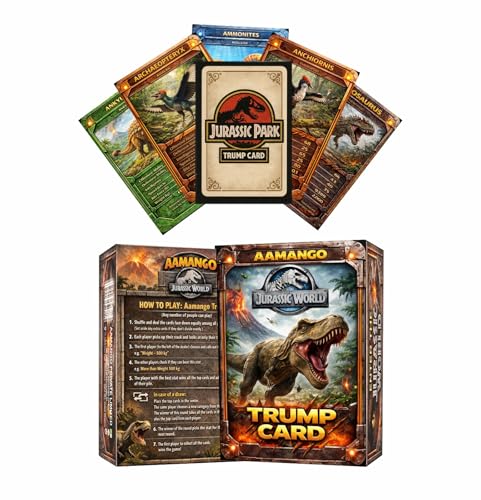Image of Aamango Jurassic World Trump Cards - Dinosaur Educational Card Game for Children & Families | Collectible Prehistoric Creatures | Strategy & Learning Game