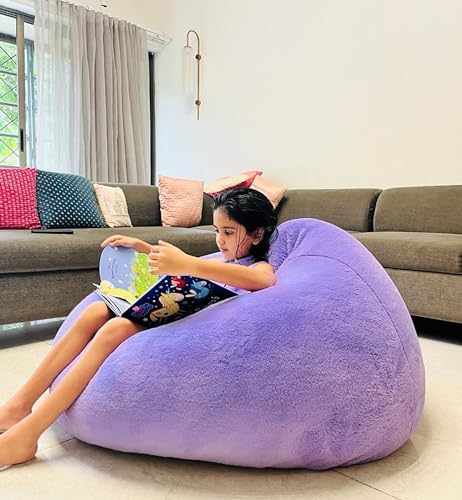 Image of Mollismoons Bean Bag XXXL Size for Adults & Kids Fur bin Bag Luxury Bean Bag Chair (Purple, Bean Bag Without Beans Cover(Assembly Required))