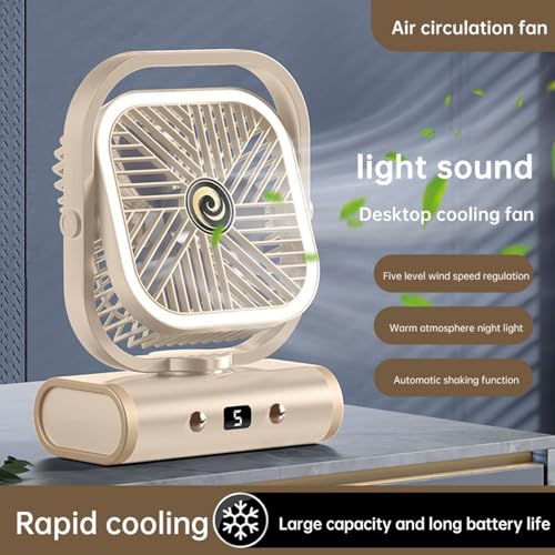 Ventilateur de table silencieux à pile avec lumière 5 vitesses - 3