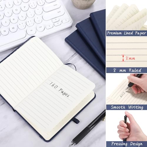 Carnets de poche avec stylos bloc notes ligné A6 mini carnet bleu marine Aodaer